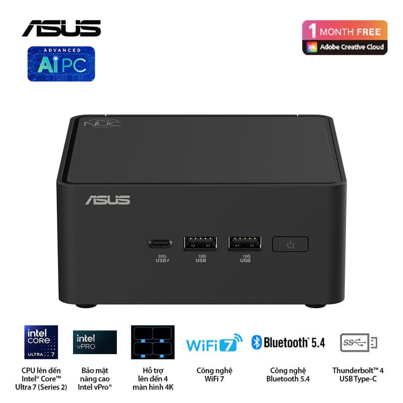 PC Asus NUC 15 PRO Tall RNUC15CRHC500000 (CORE 5-210H | 2xDDR5-5600 | 2xNVMe,SATA | 2x HDMI 2.1 | 2x Thunderbolt | VESA MOUNT)